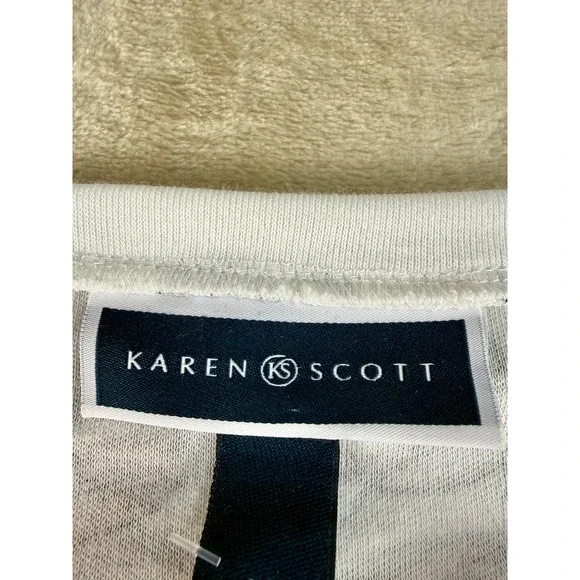 Karen Scott Womens Yellow Floral Henley Long Sleeve Top Size M Gold Buttons NEW - Picture 12 of 12